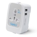 Ceptics Universal Travel Adapter, International All in One Travel Adapter, Universal Travel Accessories with 2xUSB 2.4A, Travel Charger, International Travel Adapter