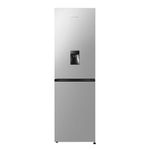 Fridgemaster MC55251DES 55cm Freestanding 256 litre 50/50 Frost Free Fridge Freezer with Non-plumbed Water Dispenser - LED Lighting- 4 Star Freezer Rating -Silver - E Rated, H182.4 x W55 x D55.7 (cm)