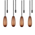 Dotlite Ceiling Fan Pull Chain Extender, 4pcs Wooden Decorative Pendant Extension Chains, 12 Inches Lighting & Fan Beaded Ball Fan Cord Extender Ornament with Connector(Woden 4Pack)