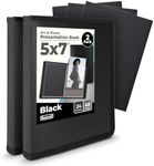 Dunwell Small Photo Album 5x7 (Black, 2-Pack), 5 x 7 Photo & Art Portfolio Presentation Book, Each Shows 48 Pages, Professional Mini Photo Book for 5x7 Pictures, Postcards, Artwork, Keepsakes