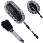 Afrodite Microfiber Car Duster Kit, Interior & Exterior Car Cleaning Detailing Tool Scratch Free Extendable Long Handle Duster for Car, Truck, SUV, RV and Motorcycle (c+m+w)