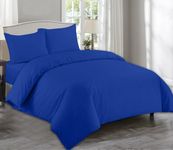 AE Linen® Plain Dyed Duvet Cover Sets | Super Soft Polycotton | Breathable Duvet Covers with Button Closure and Matching Pillowcases with Envelope Closure (Royal Blue/Double)