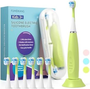 FUMEIKANG Kids Electric Toothbrushes Sonic Rechargeable Tooth Brush Gifts for Boys and Girls 3 4 5 6 7 8 9 10 11 12 (Green, medium)