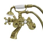 Kingston Brass KS266AB Vintage 6" Adjustable Wall Mount Clawfoot Tub Faucet, Antique Brass