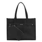 Miraggio Marcy Solid Tote Bag For Women With Detachable Pouch Pocket, Black