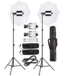 GiftMax® Porta Kit with Pair of 9 feet Light Stands, Porta Lights, Umbrellas for Video & Still Photography Lighting Set of 2 (2 Porta, 2 Stand 9FT, 2 Umbrella, 2 1000W Helogen, 1 Bag)