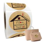 Kraft I Love Referrals Stickers House Shaped 1.5" Real Estate Agents and Sales Marketing Supplies Small Business Thank You Labels 500 Pcs/Roll