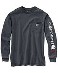 Carhartt Men's Flame Resistant Force Loose Fit Lightweight Long-Sleeve Logo Graphic T-Shirt, Granite Heather, Large