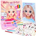 BSCOOL Make-up Artist. 3 in 1 Fun Makeup, Sticker, Coloring Kit, Includes Color Pencils, Makeup Palette, and 200+ Stickers. for Girls Ages 5,6,7,8. Christmas Gift for Girls