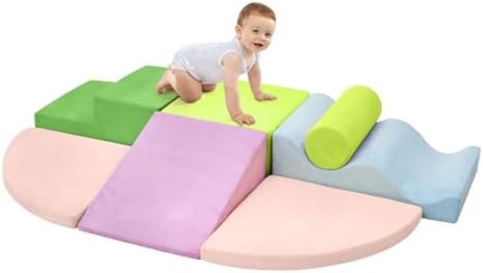 QUCHI Climbing Toys for Toddlers, Toddler Climbing Toys Indoor, 7-Piece Soft Foam Climbing Blocks Set, Toddler Playtime Corner Climber Indoor Foam Play Gym for Climbing Crawling and Sliding