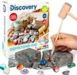 Discovery Kids Gemstone Dig Stem Science Kit by Horizon Group Usa, Excavate, Dig & Reveal 11 Real Gemstones, Includes Goggles, Excavation Tools, Streak Plate, Magnifying Glass & More