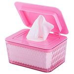 Wipes Dispenser, Seal Designed Wipes Container Wet Tissue Box Baby Wipe Holder Tissue Case with Secure Lid Keeps Wipes Fresh for Home Office, Large Capacity & Dust-Proof (Pink)