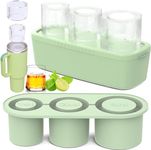 Homodoskey Ice Cube Tray for 40Oz Tumbler, 3 Pcs Silicone Hollow Cylinder Ice Mold with Lid and Bin for Freezer, Ice Drink, Juice, Whiskey, Cocktail, Compatible with 40Oz Tumbler (Green)