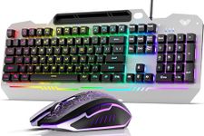 AULA Keyboard, T102 104 Keys Gaming Keyboard and Mouse Combo with RGB Backlit Quiet Computer Keyboard, All-Metal Panel, Waterproof Light Up PC Keyboard, USB Wired Keyboard for MAC Xbox PC Gamers