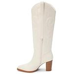 COCONUTS by Matisse Womens Aden Pointed Toe Pull On Casual Boots Knee High High Heel 3" & Up - Off White, Ivory, 8