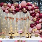 SpecialYou Happy Birthday Decoration kit for Girls, Pink Balloons DIY Kit with White sheer Curtain backdrop Cloth for decoration & Fairy LED Lights(40ft Long), Princess Theme HBD party Items- 69 Pcs