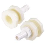 sourcing map Bulkhead Fitting Adapter 12mm Barbed x G1/2 Female ABS White for Aquariums, Water Tanks, Tubs, Pools 2Pcs