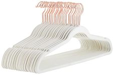 Amazon Basics Slim, Velvet, Non-Slip Suit Clothes Hangers, Ivory/Rose Gold - Pack of 30