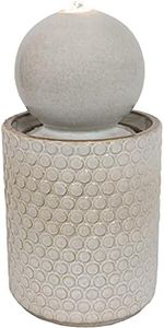 Sunnydaze Modern Orb 23.5-Inch Ceramic Water Fountain with LED Lights - Electric Submersible Pump with Adjustable Flow