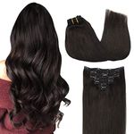 GOO GOO Clip in Hair Extensions Real Human Hair, 14inch 120g 7Pcs, #2 Dark Brown, Remy Human Hair Extensions Clip ins for Women, Natural Human Hair