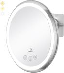 KEDSUM Upgrade Heated Shower Mirror with Light, 3 Color Dimmable Shower Mirror Fogless for Shaving, No-Tools Wall Mounted, 360° Swivel, Waterproof, Rechargeable Real Glass Shaving Mirror