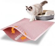 Pieviev Litter Box Mat, Double-Layer Urineproof Design, 30" x 24" Pink | Honeycomb Litter Trapping Mat Captures Scattered Particles to Stop Tracking, Waterproof Base Protects Floors, Easy to Clean