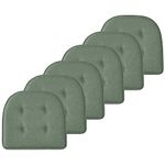 Marina Decoration Premium Thick Comfortable Cushion U-Shaped Memory Foam Chair Pads Tufted Nonslip Rubber Back Seat 17 x 16 Inch Indoor Seat Cover for Office, Kitchen Chairs, 6 Pack Green Color