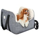 Pawaboo Small Dog Car Seat -Extra Soft- Dog Bed Car Seat for Small Dogs, Puppy Seat for Car with Fixed Buckle and Safety Leash, Thickened Dog Bed Car Seat, Pet Travel Carrier Bed Up to 25lbs (Grey)