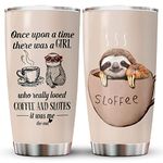 Gifts for Christmas, Sloth Tumbler with Lid 20 oz Stainless Steel, Sloth Coffee Mug, Sloth Birthday Christmas Gifts for Women