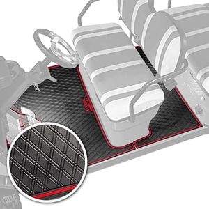 Xtreme Mats ICON Compatible Full Coverage Golf Cart Floor Mats Compatible with ICON 4F & 6 Seater Golf Carts - i40F, i40FL, i60, i60L - Red Trim