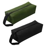 2Pcs Multipurpose Zipper Small Tool Bag, Canvas Tool Bags Small Tool Pouch Tote Bags Tool Organizer Storage Bag for Screwdriver Tool(Black&Green)