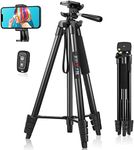 JOILCAN Phone Tripod for iPhone 63inch/161cm, Aluminum Extendable Mobile Phone Tripod Stand with Wireless Remote Shutter, Lightweight Selfie Stick Tripod for Smartphone/Small Camera，for Android/iOS