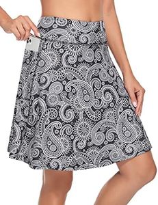 KORALHY Women's Regular Knee Length Golf Skirt XL Black & Royal Blue Floral