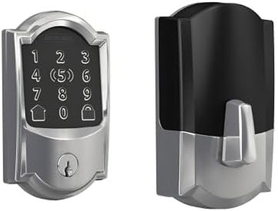 Schlage BE499WB CAM 625 Encode Plus WiFi Deadbolt Smart Lock, Keyless Entry Touchscreen Door Lock with Camelot Trim, Bright Chrome
