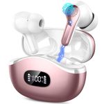 Wireless Earbuds, Bluetooth 5.3 Headphones In Ear Earphones 4 ENC Noise Cancelling Mic Headphones with HIFI Stereo, 40H Playtime, Type-C Charging, IP7 Waterproof Running Ear buds Headphones Rosegold