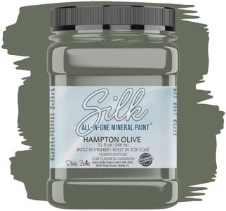 Dixie Belle Silk All-in-One Mineral Paint | Hampton Olive (32 Fl Oz) | Olive Green All-in-One Water Based Primer + Topcoat | Durable Furniture Paint | Low Reflective Finish