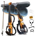 Premium Carbon Fiber Electric Violin Full Size 4/4,Professional Electric Violin for Adults Beginner,Teens,Electric Fiddle Kit with Pro Pick Case -ZNDS-2303