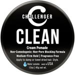 Challenger Fragrance Free Cream Pomade | Non-Comedogenic Styling Product | Unscented Hair Gel | Medium Firm Hold & Clean Ingredients | 1.5oz