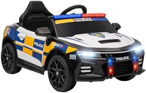 AIYAPLAY Kids Electric Car, 12V Battery Powered Police Ride on Car with Remote Control, Music, Horn, Siren, Flashing Lights, Children Electric Vehicle for 3-5 Years