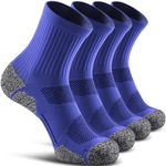 CWVLC Unisex Cushioned Compression Sport Quarter Socks, 4-pairs Royal Blue, M