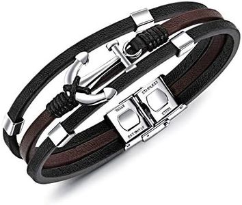 Unendlich U Pulsera Ancla para Hombre Infinito U Pulsera de Cuero de Tres Capas Acero Inoxidable, Idea Regalo para Hombre
