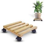 Sharpex Pack of 1 Wooden Trolley for Plants, Flower Pots | Heavy Duty Rolling Plant Stand with Locking Wheels | Squre Plant Roller Base for Indoor Patio Outdoor Potted Planter (Beige)