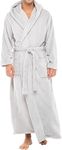 Alexander Del Rossa Mens Robe with Hood, Plush Fleece Hooded Mens Bathrobe, Big and Tall Bath Robe for Men, Light Gray, 4X-Large