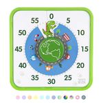 TWENTY5 SEVEN Countdown Timer 7.5 inch, 60 Minute 1 Hour Visual Timer for Classroom Teaching Tool Office Meeting, Mechanical Countdown Clock for Kids Exam Time Management Magnetic, Green Dinosaur