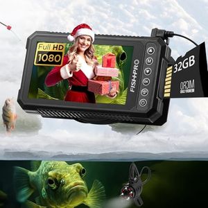 [FishPRO® 2025 Upgrade] 4.5'' True HD 1080P Underwater Fishing Camera w/DVR-32GB, (NO Need Learn) Ice Fishing Camera Underwater, Ice Fish Finder Camera - w/ 5,000mAh & USB-C, IR+LED, 20m/66ft