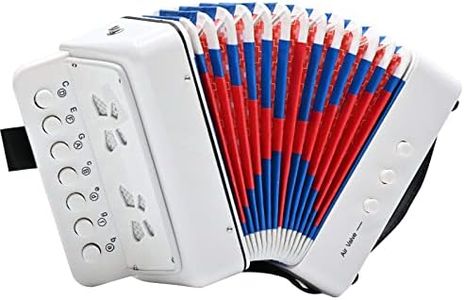 AIMEIS Kids Accordion 10 keys Button Mini Accordion,Musical Instrument,Accordian Gifts for Beginners(White)