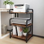 Natwind 3-Tier Printer Stand with Wheels Movable Storage Cart Floor-Standing Multi-Purpose Shelf Rack for Media Player Scanner Files Books Microwave Oven in Kitchen Living Room Home Office (Retro)