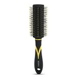 AGARO Breeze Round Hair Brush with Strong & flexible boar bristles having Anti static ball tips, For Adding Quick Curls, Waves & Volume In Hair, ideal for all types of medium to long hair, Yellow & Black.