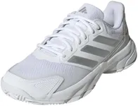 adidas Women's Courtjam Control 3 Tennis Sneaker, White/Silver Metallic/Grey, 8