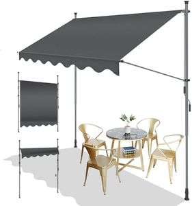 SUNNY GUARD Toldo Manual Retráctil 200cm,Toldo Manual Petráctil de Balcón,Toldo de Exterior de Manivela Regulable en Altura para Balcón Jardín Terraza，Antracita